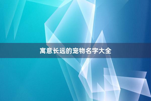 寓意长远的宠物名字大全